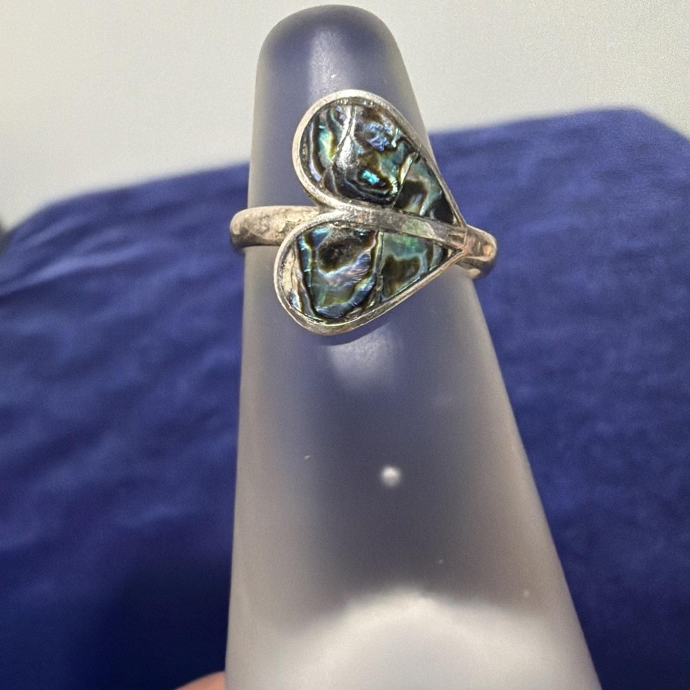 Natural Abalone Inlaid Shell Gemstone Handmade Ring,Sterling Silver